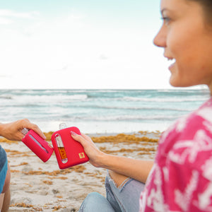 Bayside Red Silicone Single 100mL and Double Shot 240mL Glass Flask Gift Set for the beach