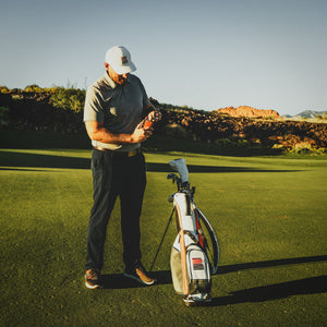 Dark & Tan Leather Single Shot 100mL Glass Flask for golfing