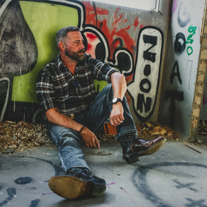 Dark & Tan Leather Single Shot 100mL Glass Flask for men