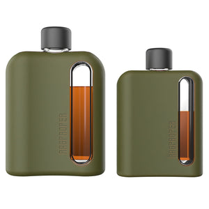 Military Green Silicone Glass Flask Gift Set (Single Shot 100mL + Double Shot 240mL)