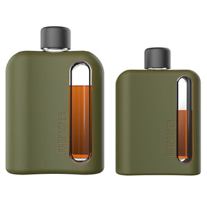 Military Green Silicone Single 100mL and Double Shot 240mL Glass Flask Gift Set back
