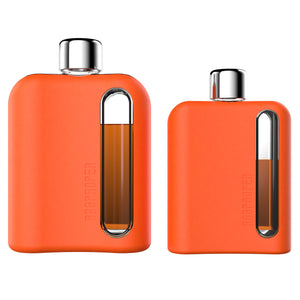 Mile High Orange Silicone Glass Flask Gift Set (Single Shot 100ml + Double Shot 240ml)