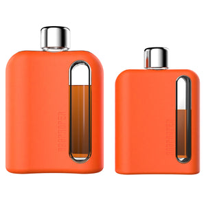 Mile High Orange Silicone Single 100mL and Double Shot 240mL Glass Flask Gift Set back
