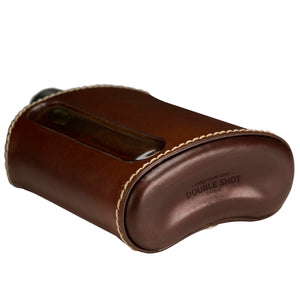 Dark Brown Leather Double Shot 240mL Glass Flask bottom