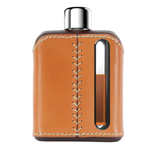 Dark & Tan Leather Single Shot 100mL Glass Flask back