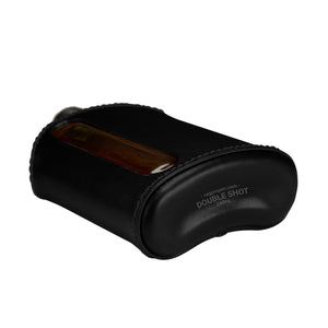 Black Leather Double Shot 240mL Glass Flask bottom
