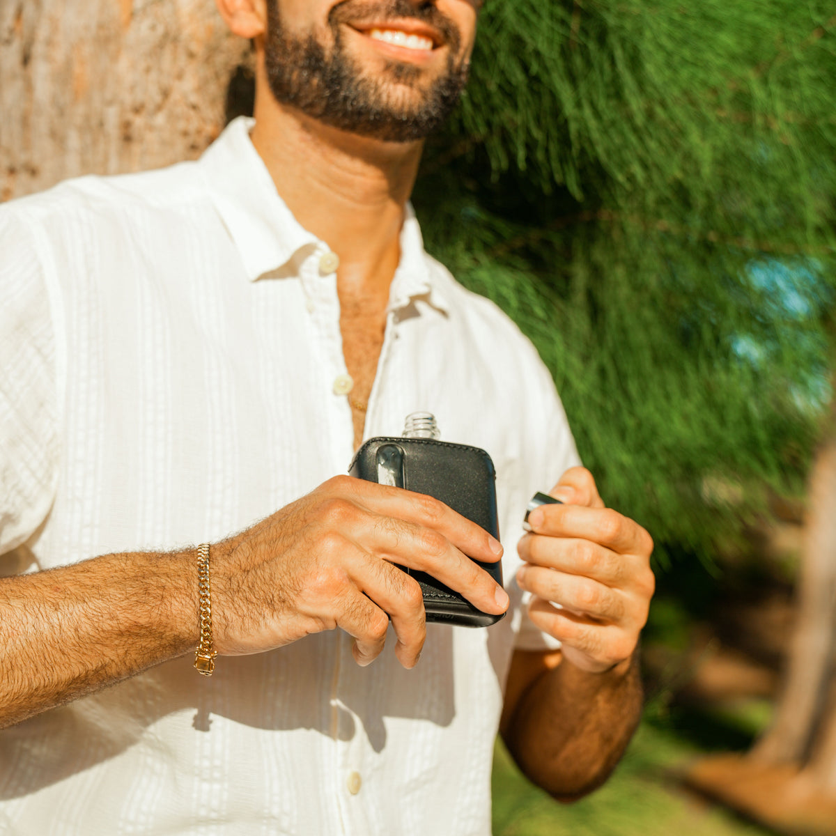 Black Leather Single Shot 100mL Glass Flask for bbq