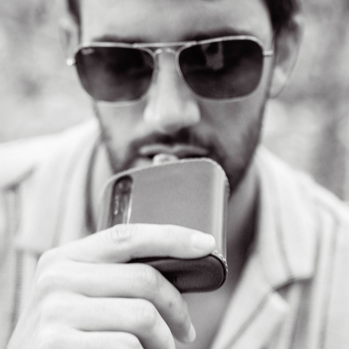 Dark Brown Leather Glass Flask Single Shot 100mL lifestyle drinking