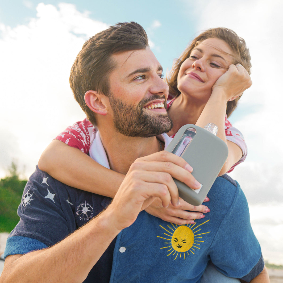 Lone Star Gray Silicone Single 100mL and Double Shot 240mL Glass Flask Gift Set man and woman