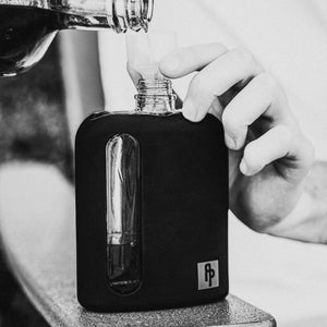 Black Silicone Single 100mL and Double Shot 240mL Glass Flask Gift Set with funnel