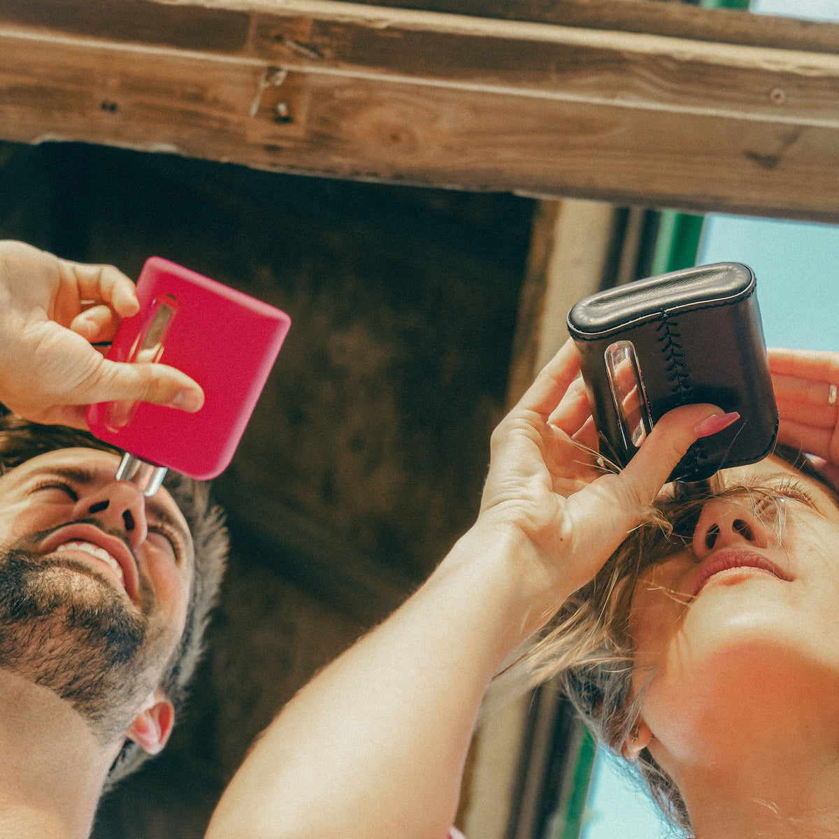 Black Leather Single Shot 100mL Glass Flask for friends