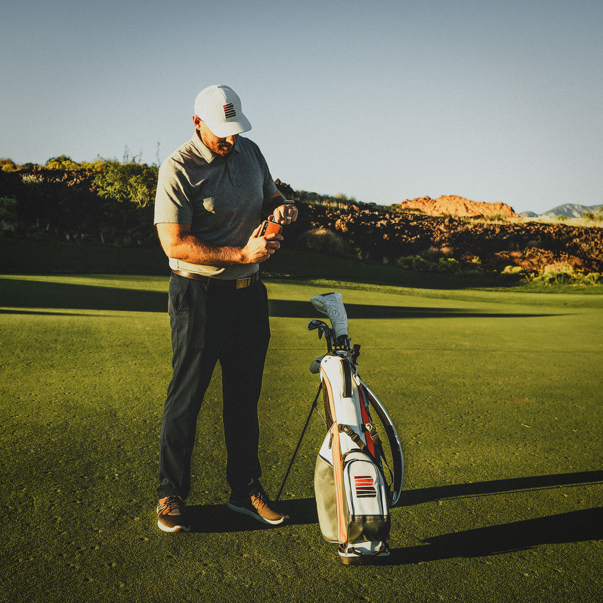 Dark &amp; Tan Leather Single Shot 100mL Glass Flask for golfing