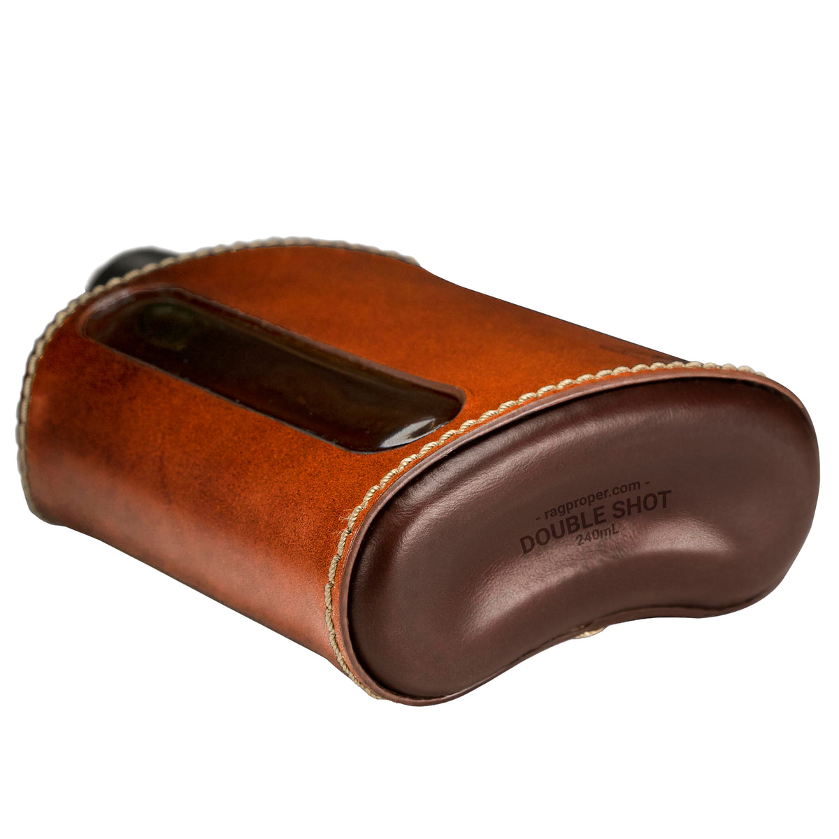 Dark &amp; Tan Leather Double Shot 240mL Glass Flask bottom