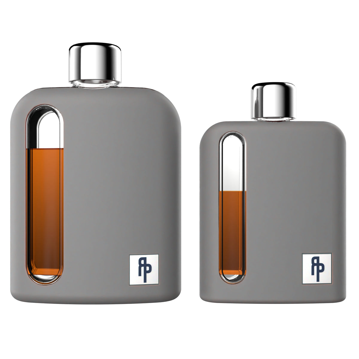 Lone Star Gray Silicone Single 100mL and Double Shot 240mL Glass Flask Gift Set front