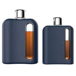 Seabird Blue Silicone Single 100mL and Double Shot 240mL Glass Flask Gift Set back