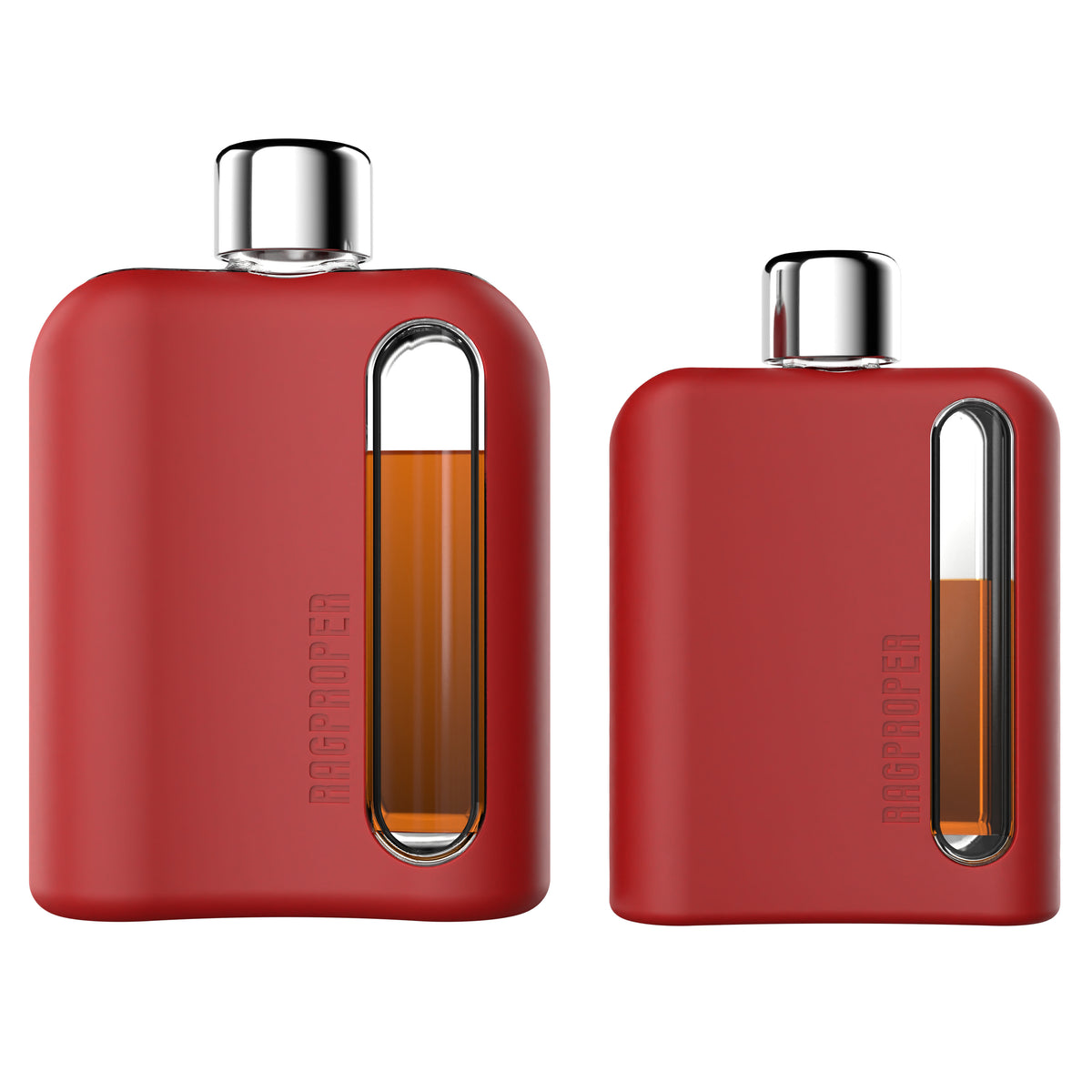 Bayside Red Silicone Single 100mL and Double Shot 240mL Glass Flask Gift Set back