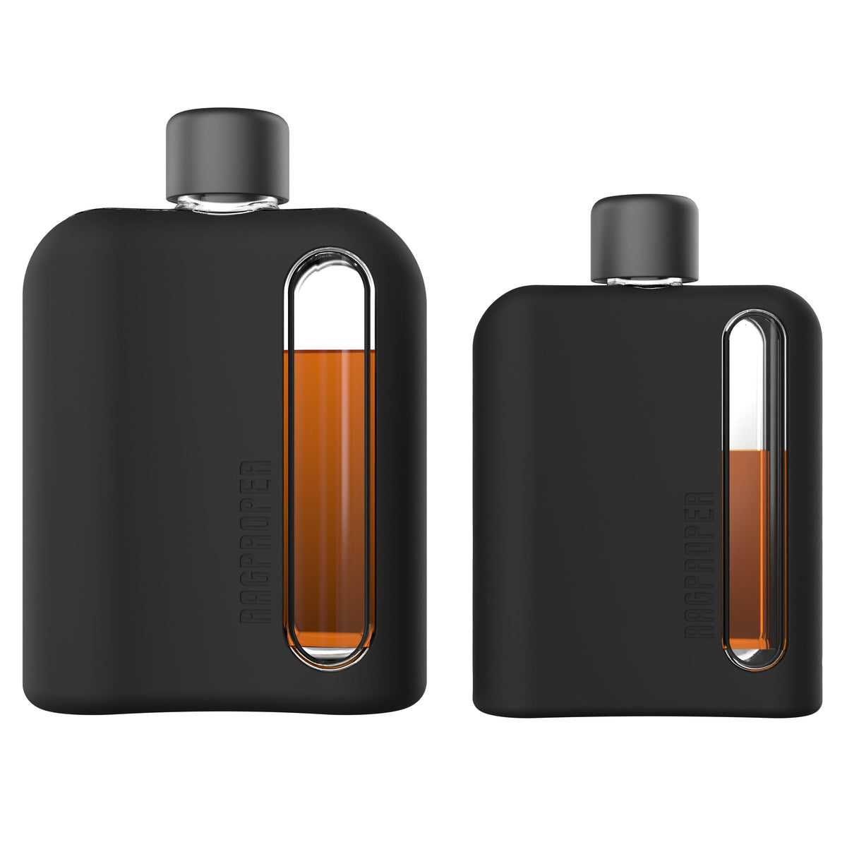 Black Silicone Single 100mL and Double Shot 240mL Glass Flask Gift Set back