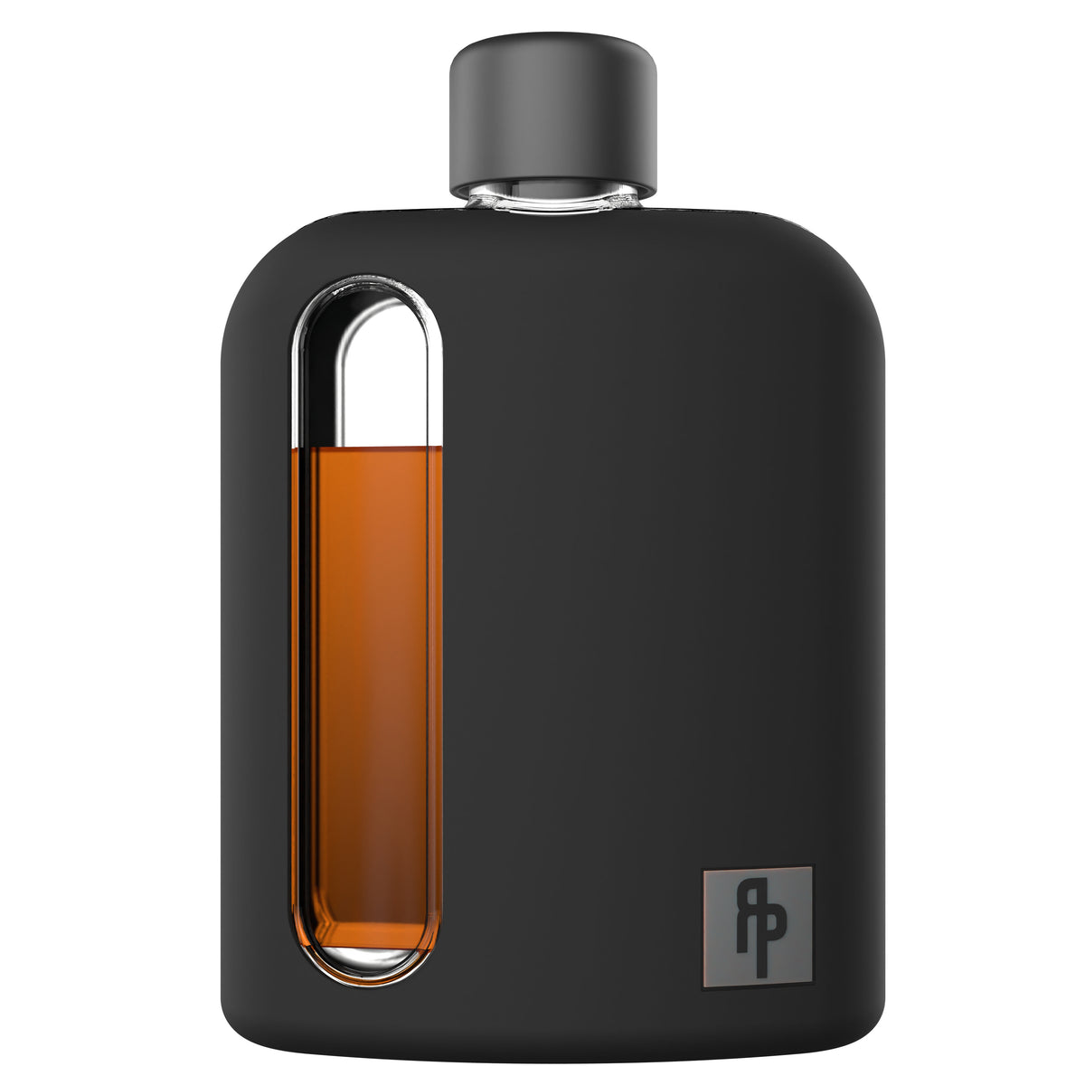 Black Silicone Double Shot 240mL Glass Flask front