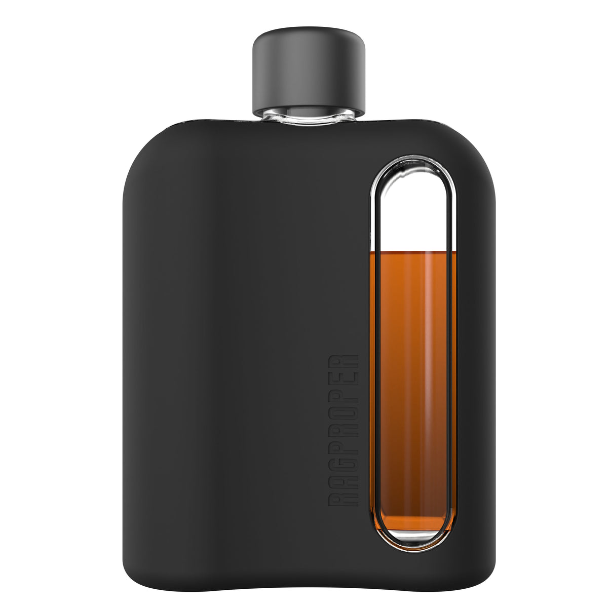 Black Silicone Double Shot 240mL Glass Flask back
