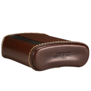 Dark Brown Leather Glass Flask Single Shot 100mL bottom
