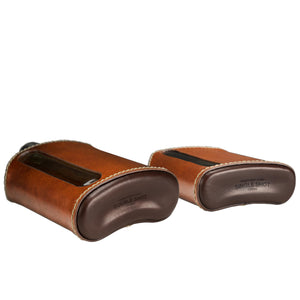 Dark & Tan Leather Single 100mL and Double Shot 240mL Glass Flask Gift Set bottom