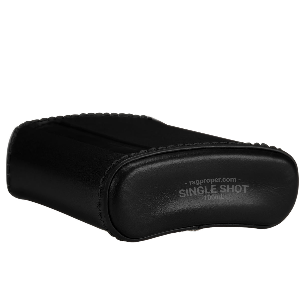 Black Leather Single Shot 100mL Glass Flask bottom