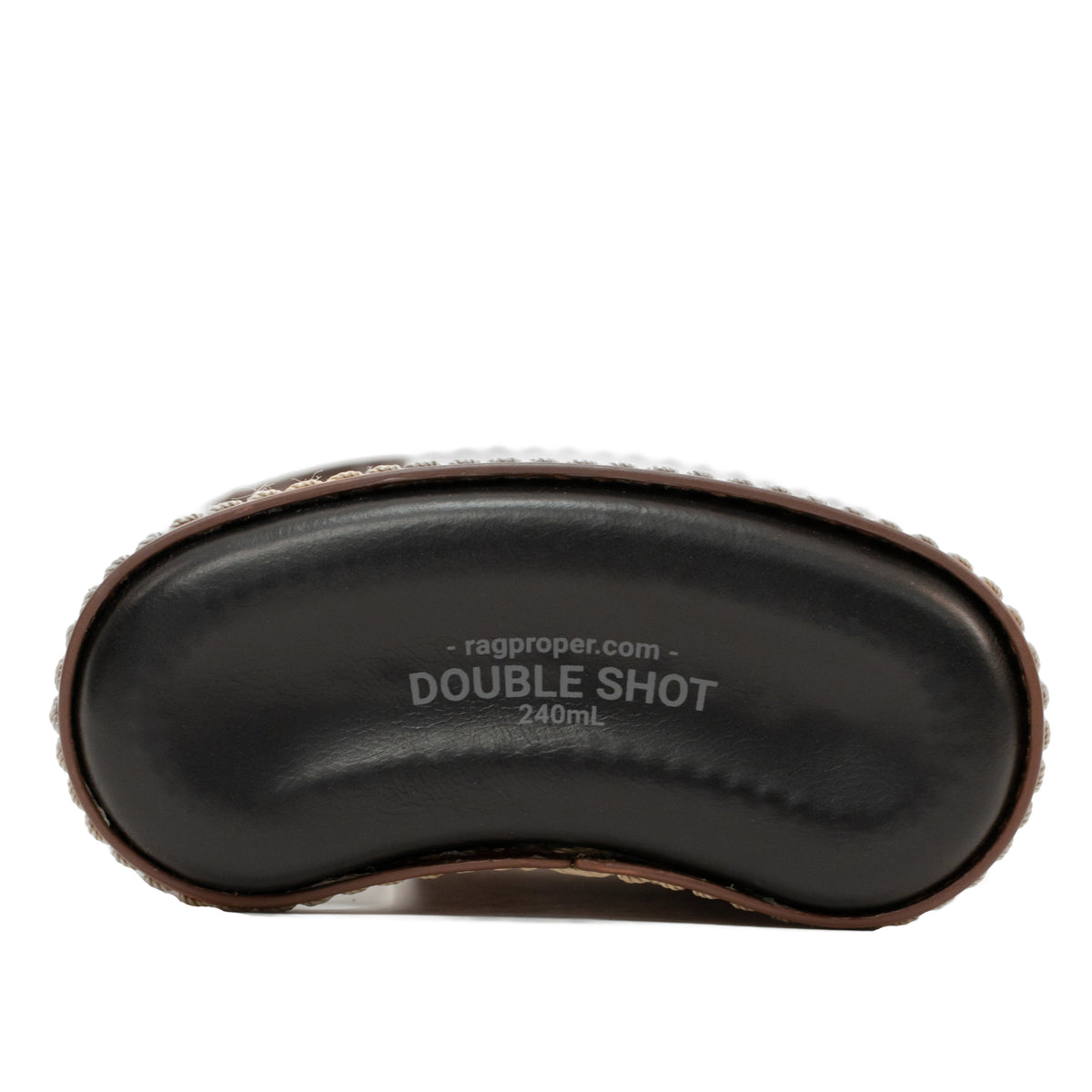 Black &amp; Tan Leather Double Shot 240mL Glass Flask bottom