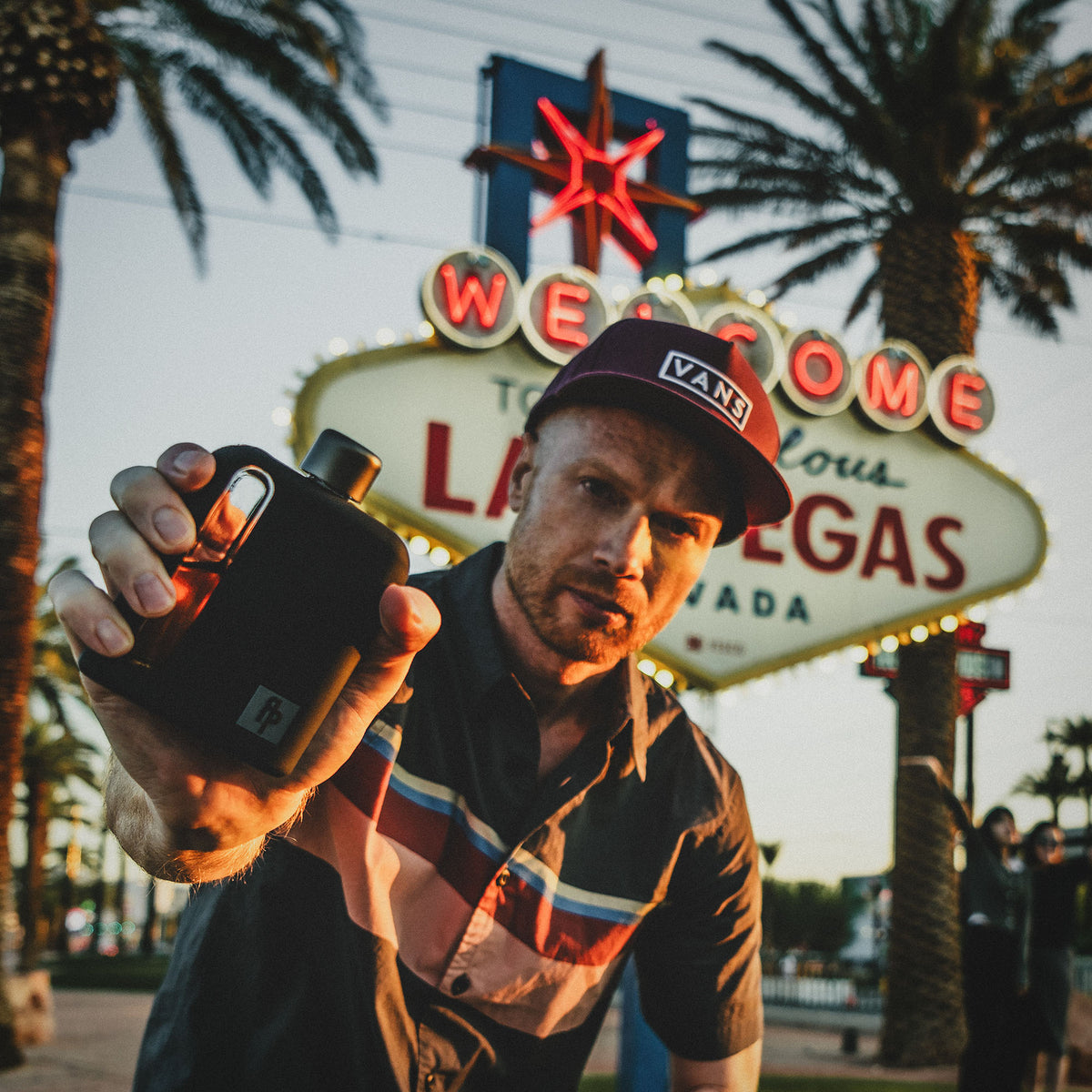 Black Silicone Glass Flask Single Shot 100mL las vegas lifestyle shot 