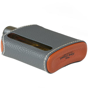 Gray & Brown Leather Single Shot 100mL Glass Flask bottom
