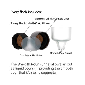Black Silicone Glass Flask Single Shot 100mL funnel gun metal and sneaky lids